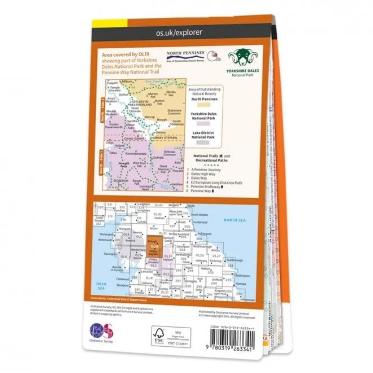 Ordnance Survey Explorer Outdoor Leisure 1:25 000 Laminated - OL19 - Howgil Fells & Upper Eden Valley