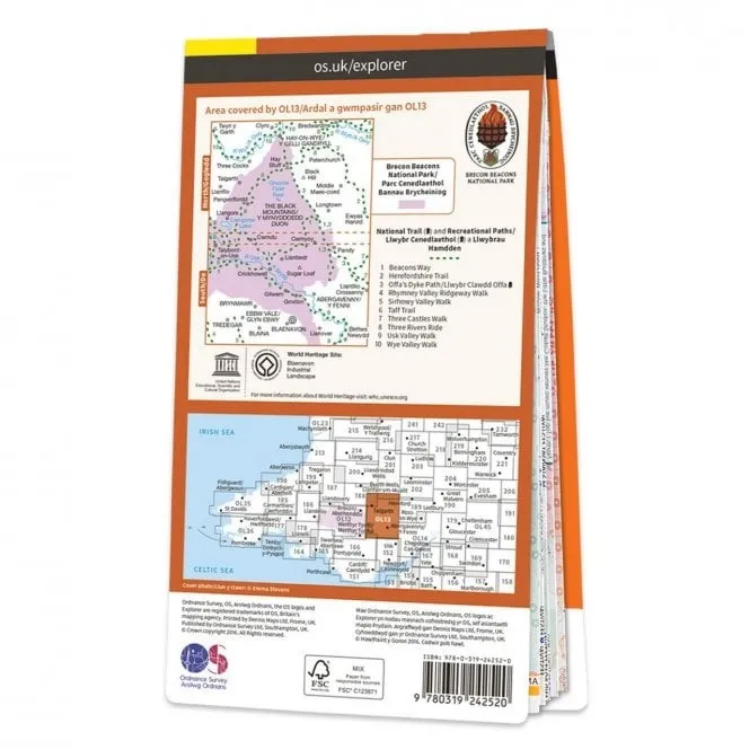 Ordnance Survey Explorer Outdoor Leisure 1:25 000 Laminated - OL13 - Brecon Beacons National Park Eastern Area