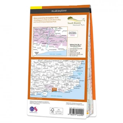 Ordnance Survey Explorer Outdoor Leisure 1:25 000 Laminated - OL10 - Arundel & Pulborough