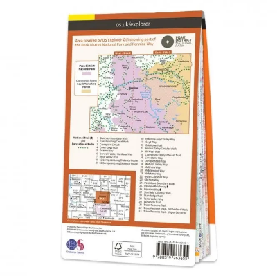Ordnance Survey Explorer Outdoor Leisure 1:25 000 Laminated - OL1 - The Peak District