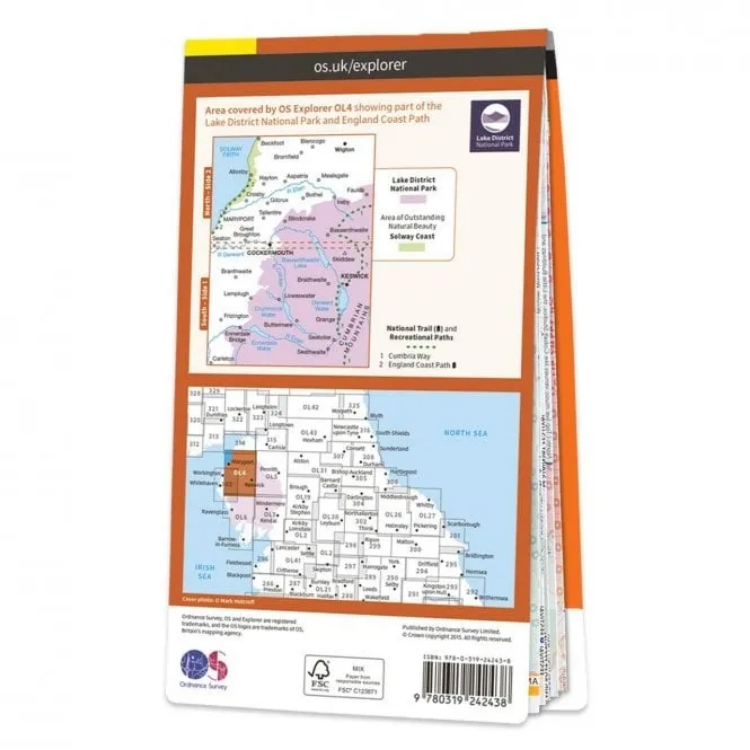 Ordnance Survey Explorer Outdoor Leisure 1:25 000 - OL4 - The English Lakes - North-Western Area