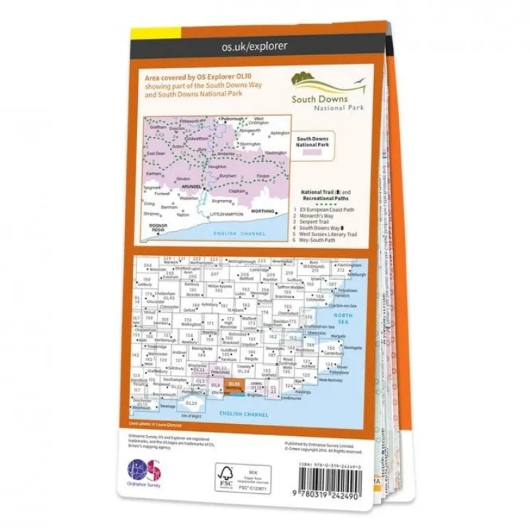 Ordnance Survey Explorer Outdoor Leisure 1:25 000 - OL10 - Arundel & Pulborough
