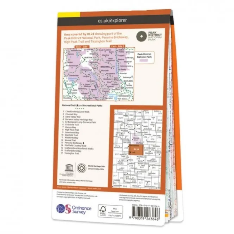 Ordnance Survey Explorer Outdoor Leisure 1:25 000 - OL24 - The Peak District - White Peak Area