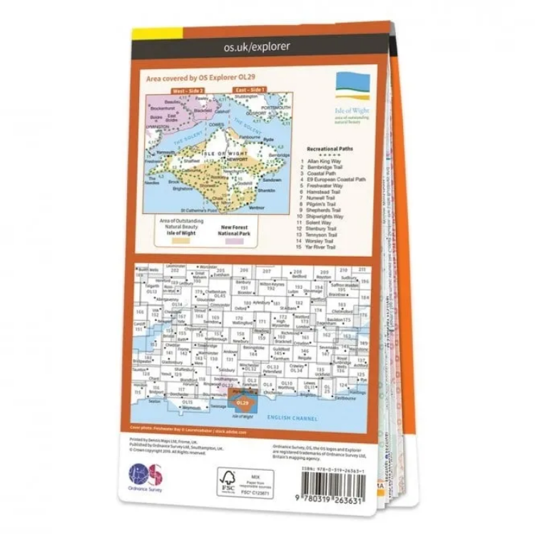 Ordnance Survey Explorer Outdoor Leisure 1:25 000 - OL29 - Isle of Wight