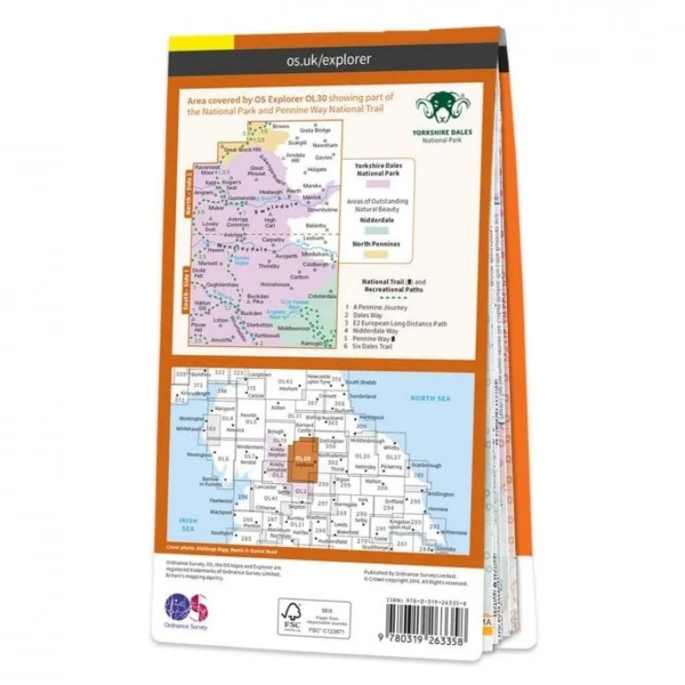 Ordnance Survey Explorer Outdoor Leisure 1:25 000 - OL30 - Yorkshire Dales - Northern & Central Area