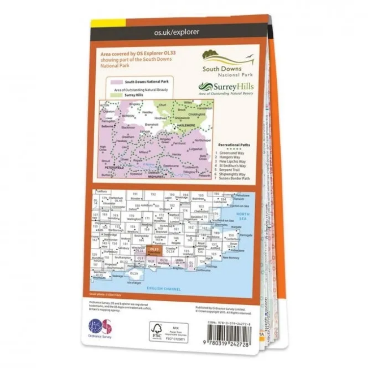 Ordnance Survey Explorer Outdoor Leisure 1:25 000 - OL33 - Haslemere & Petersfield