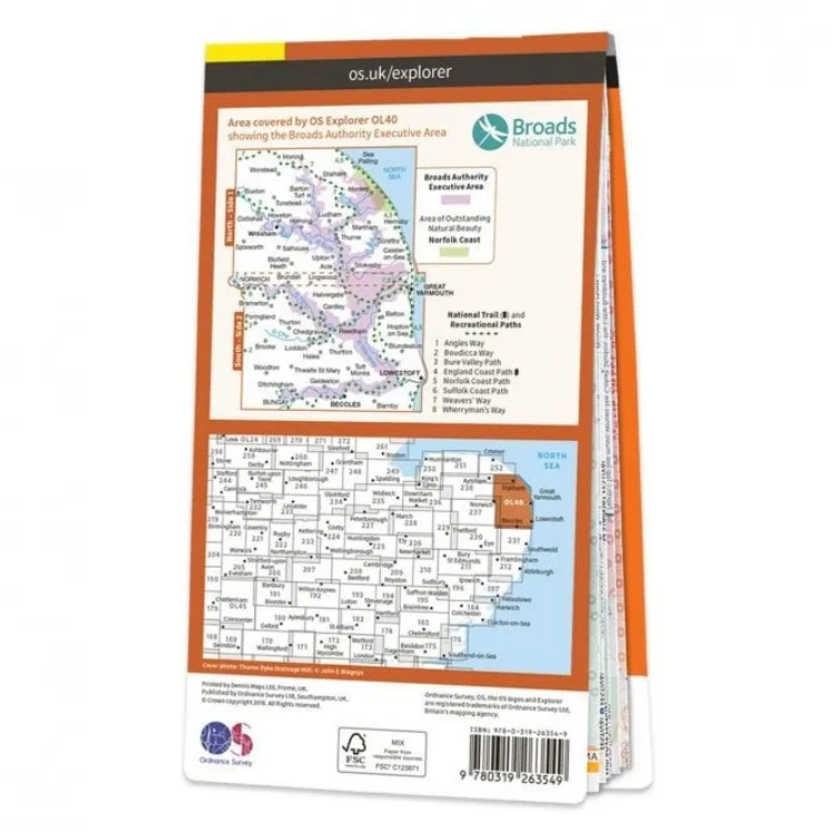 Ordnance Survey Explorer Outdoor Leisure 1:25 000 - OL40 - The Broads
