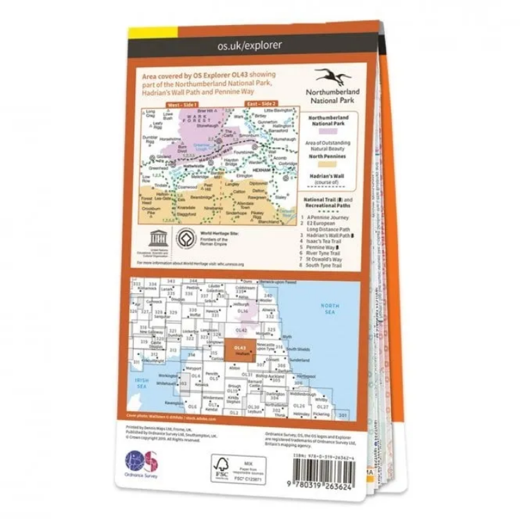 Ordnance Survey Explorer Outdoor Leisure 1:25 000 - OL43 - Hadrian's Wall