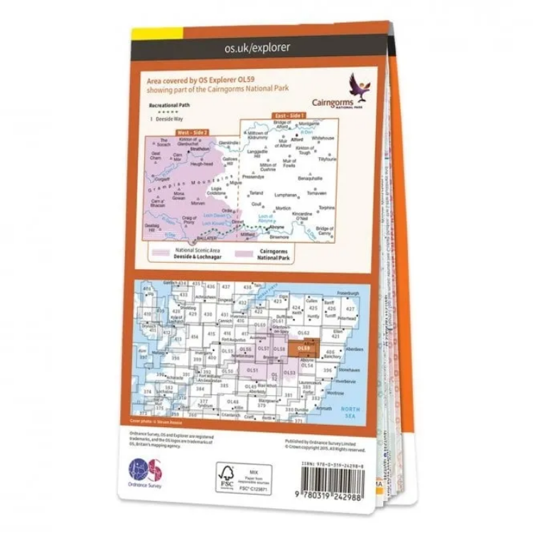 Ordnance Survey Explorer Outdoor Leisure 1:25 000 - OL59 - Aboyne, Alford & Strathdon