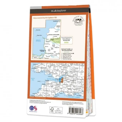 Ordnance Survey Explorer 1:25 000 Laminated - 153 - Weston-Super-Mare & Bleadon Hill