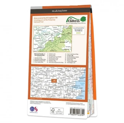 Ordnance Survey Explorer 1:25 000 Laminated - 181 - Chiltern Hills North
