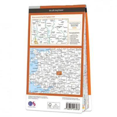 Ordnance Survey Explorer 1:25 000 Laminated - 204 - Worcester & Droitwich Spa