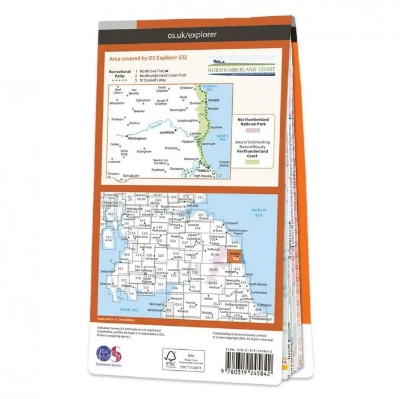Ordnance Survey Explorer 1:25 000 Laminated - 332 - Alnwick & Amble