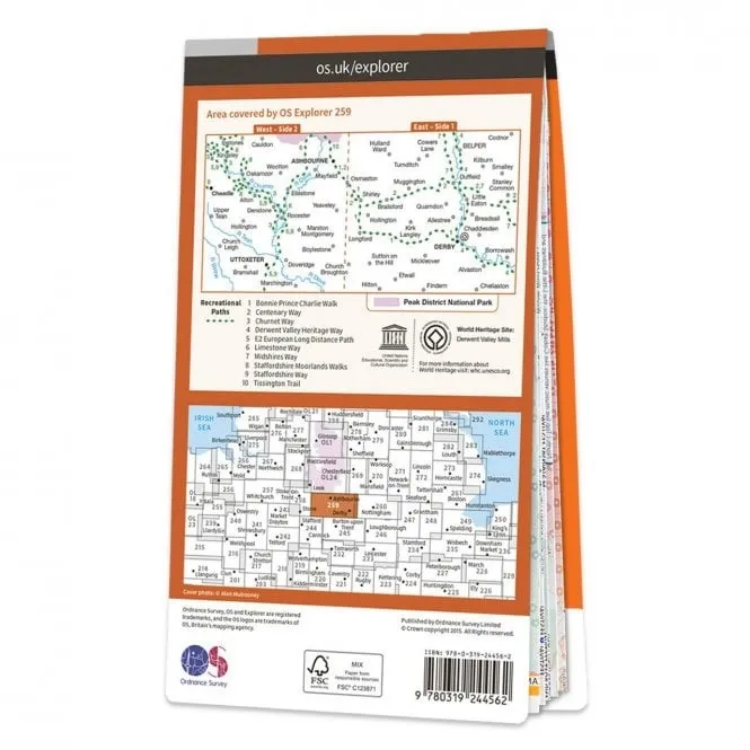 Ordnance Survey Explorer 1:25 000 Laminated - 259 - Derby