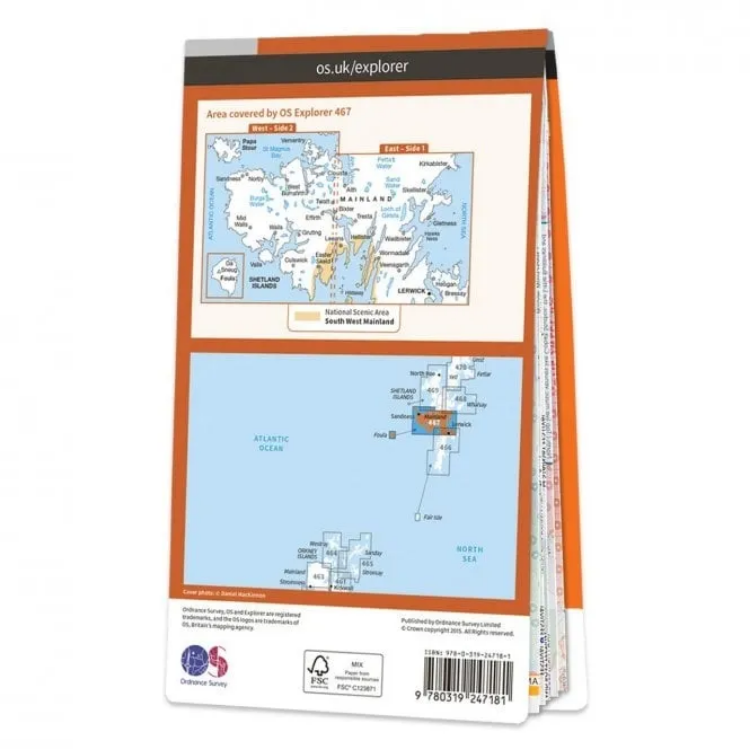 Ordnance Survey Explorer 1:25 000 - 467 - Shetland Mainland Central