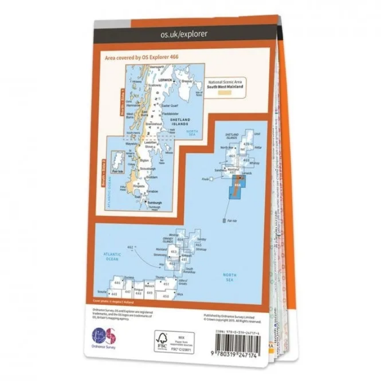 Ordnance Survey Explorer 1:25 000 - 466 - Shetland Mainland South