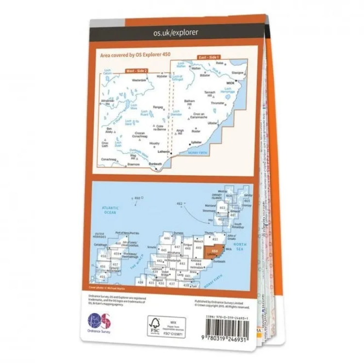 Ordnance Survey Explorer 1:25 000 - 450 - Wick & The Flow Country