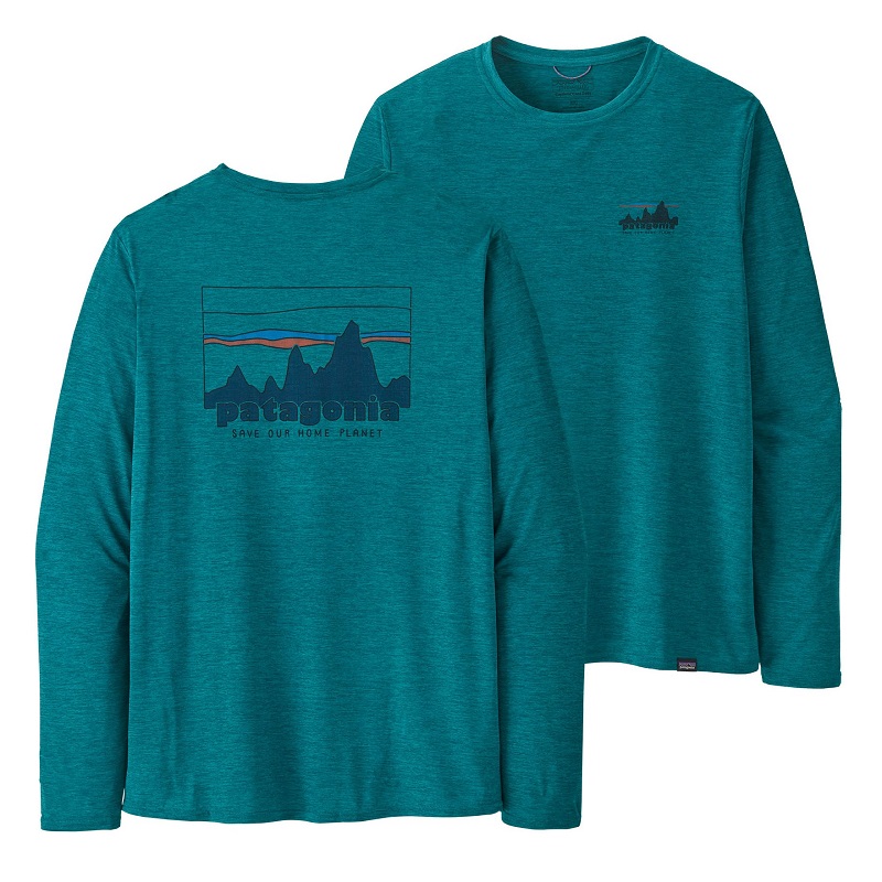 Patagonia Men's Long-Sleeved Capilene Cool Daily Graphic Shirt - 73' Skyline: Belay Blue X-Dye