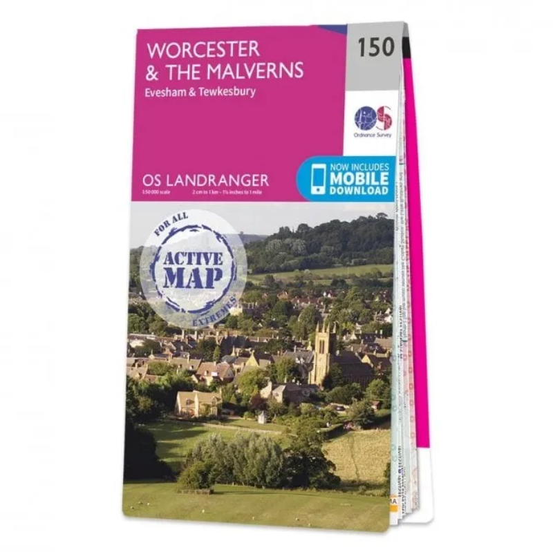 Ordnance Survey Landranger 1:50 000 Laminated 150 - Worcester & Malverns