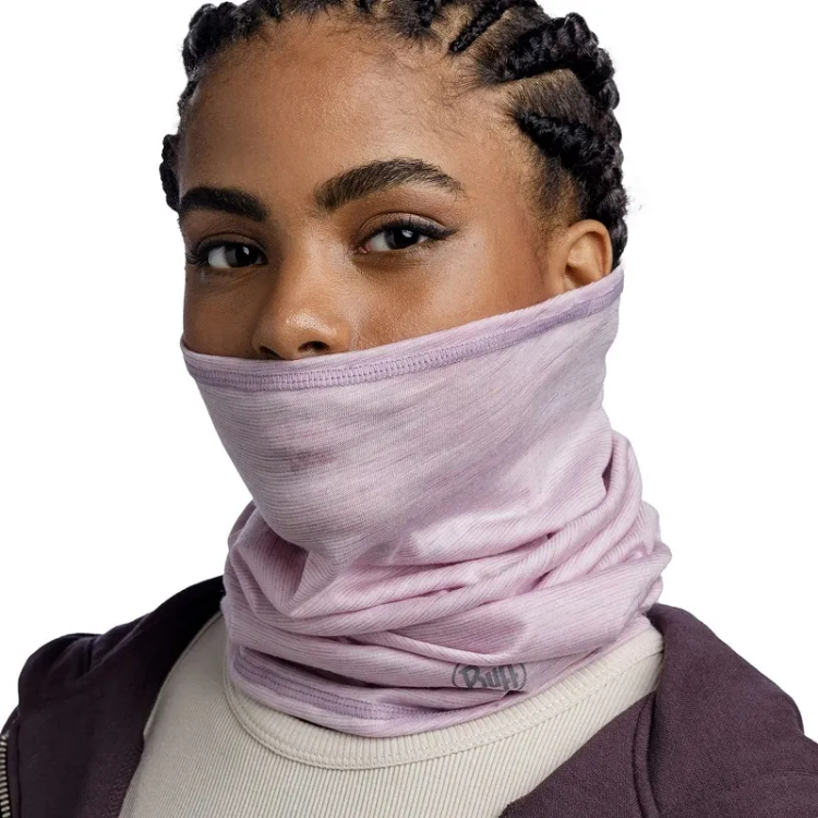 Buff Lightweight Merino Wool Buff in Multistripes Lilac Sand