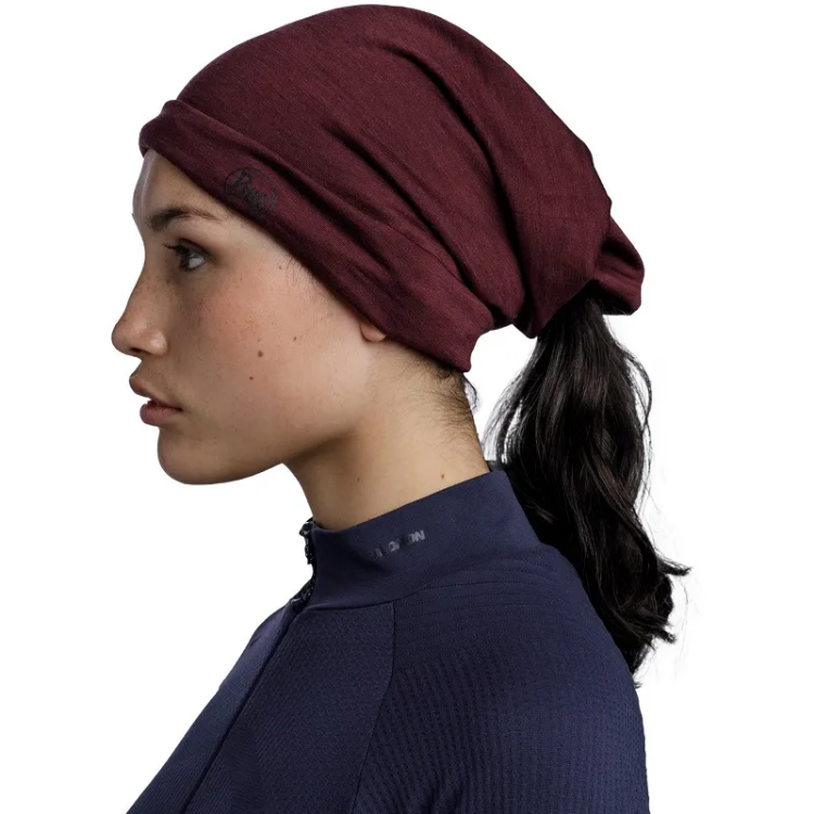 Buff Lightweight Merino Wool Buff in Solid Garnet
