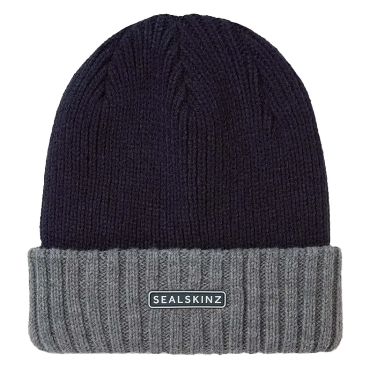 Sealskinz Waterproof Cold Weather Roll Cuff Beanie in Navy / Grey