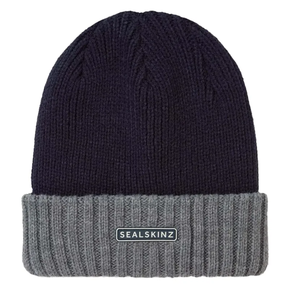 Sealskinz Waterproof Cold Weather Roll Cuff Beanie in Navy / Grey