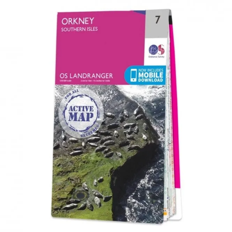 Ordnance Survey Landranger 1:50 000 Laminated 7 - Orkney S. Isles