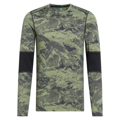 Odlo Men's The Whistler Long Sleeve in Matte Green - Black