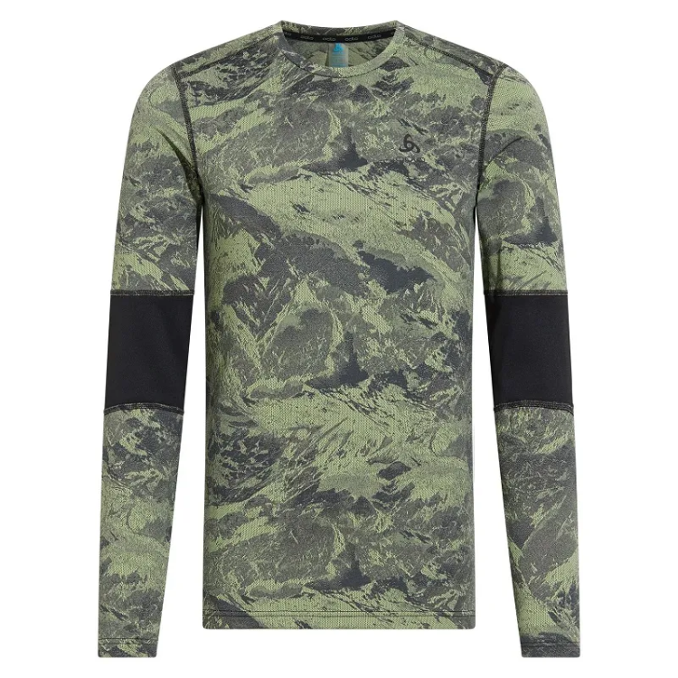 Odlo Men's The Whistler Long Sleeve in Matte Green - Black