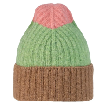 Buff Knitted Hat in Nilah Jade
