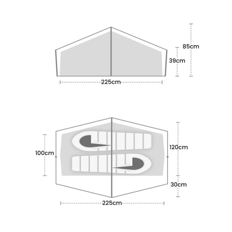 Wild Country Tents Zephyros 2 Compact - V3 - dimensions