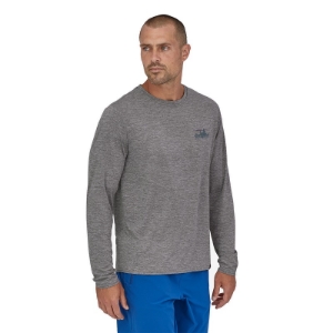 Patagonia Men's Long-Sleeved Capilene Cool Daily Graphic Shirt in '73 Skyline: Feather Grey