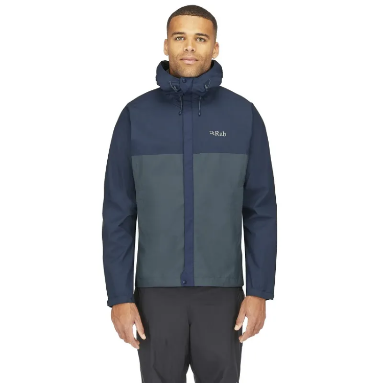 Rab Downpour Eco Jacket in Tempest Blue / Orion Blue