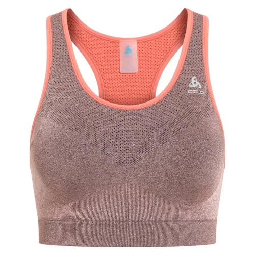 Odlo Women's Ceramicool Seamless Medium Support Sports Bra in Living Coral Melange