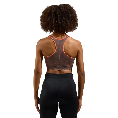 Odlo Women's Ceramicool Seamless Medium Support Sports Bra in Living Coral Melange