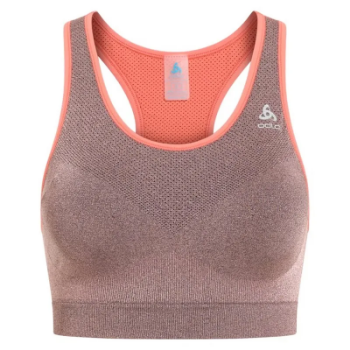 Odlo Women's Ceramicool Seamless Medium Support Sports Bra in Living Coral Melange