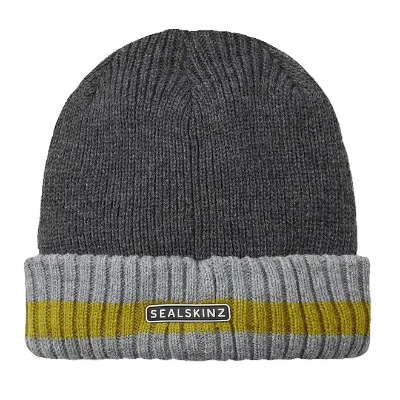 Sealskinz Holkham - Waterproof Cold Weather Stripe RC Beanie in Grey / Green