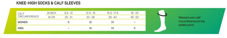 CEP Reflective Calf Sleeves - size chart