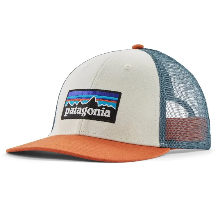 Patagonia P-6 Logo LoPro Trucker Hat - White with Redtail Rust