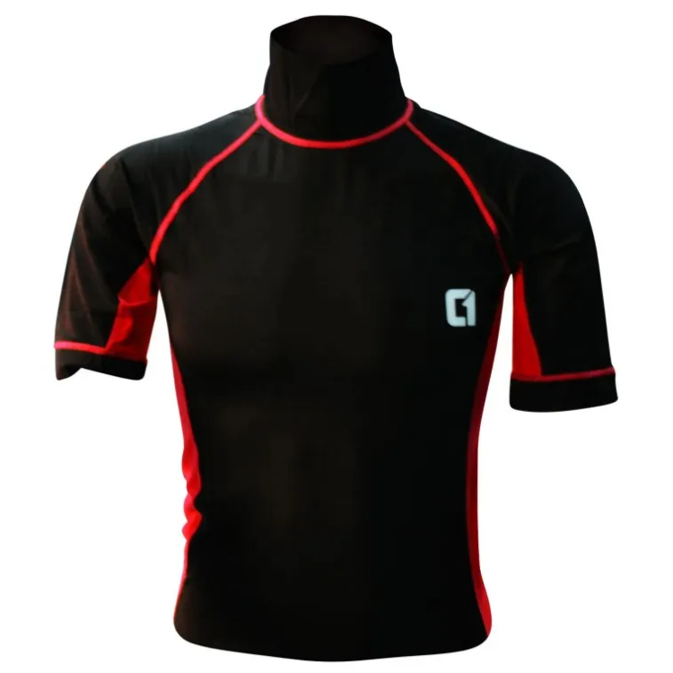 Circle One Mens Short Sleeve Rash Vest - Black / Red 