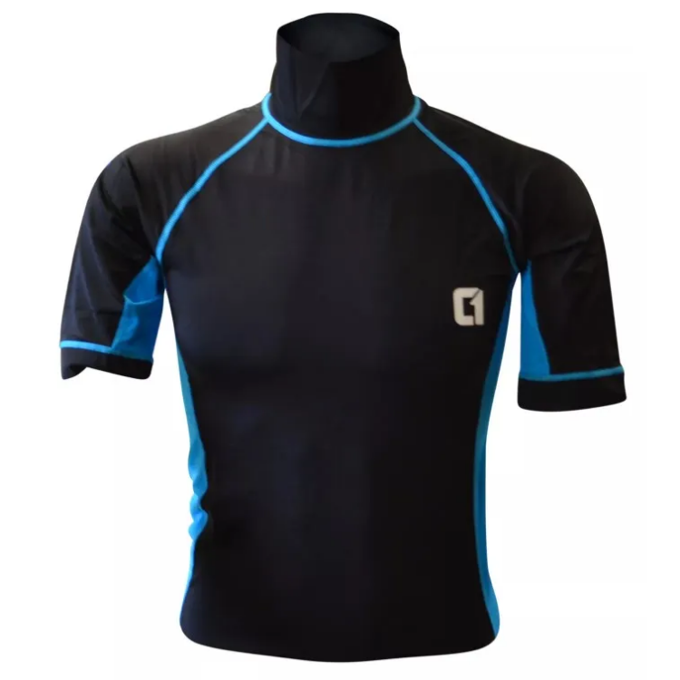 Circle One Mens Short Sleeve Rash Vest - Black / Blue 