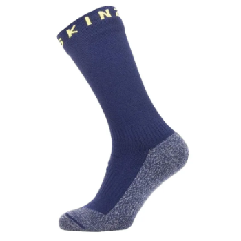 Sealskinz Waterproof Warm Weather Soft Touch Mid Sock - Navy Blue / Blue Marl / Yellow