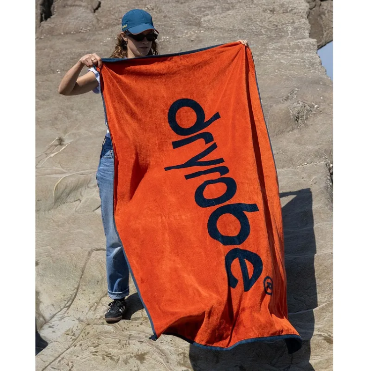 Dryrobe Organic Beach Towel - Orange / Deep Sea Blue