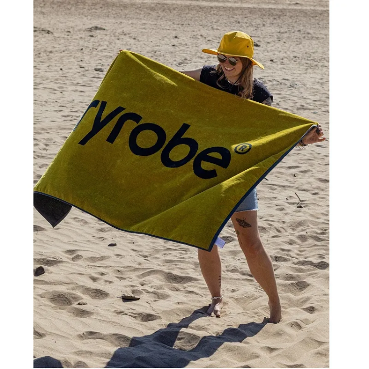 Dryrobe Organic Beach Towel -  Yellow / Charcoal Grey