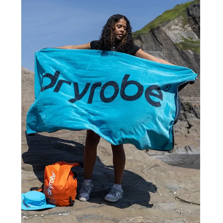 Dryrobe Organic Beach Towel -  Blue / Charcoal Grey