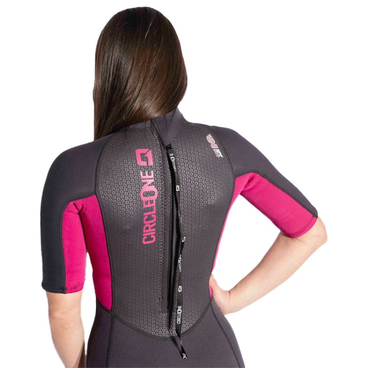 Circle One Womens 3/2mm Summer Wetsuit Faze Shorty - Grey / Magenta