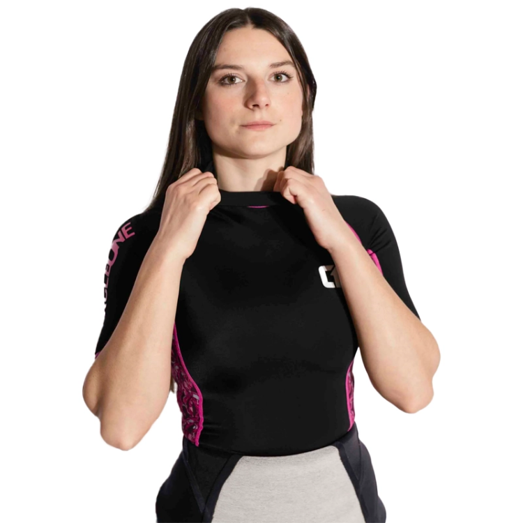 Circle One Lycra Short Sleeve Women's Rash Vest in Black Rose