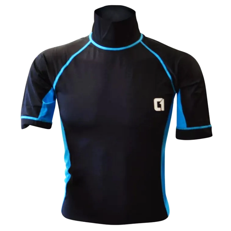 Circle One Mens Short Sleeve Rash Vest - Black / Blue