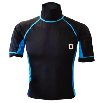 Circle One Mens Short Sleeve Rash Vest - Black / Blue
